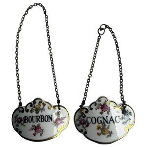 Hammersley Fine Bone China Antique Decanter Tags Bourbon & Cognac